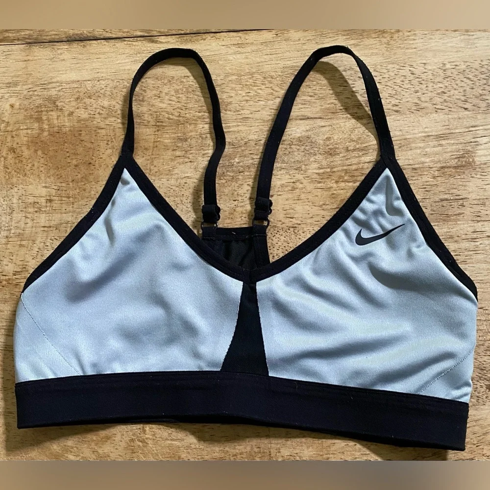 Nike Pro Indy Women’s S Gray/Black Mesh Panel Racerback Light Support Sports Bra
